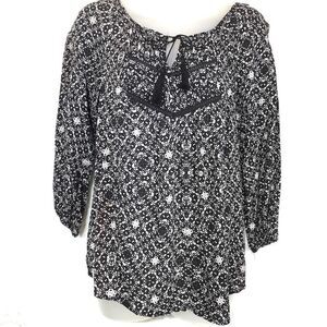 Mossimo Supply Co. Women's 3/4 Sleeves Crinkled Design Peasant Top Size S/P